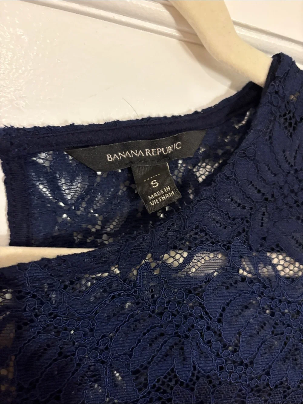 Banana Republic Navy Lace Long-Sleeve Blouse